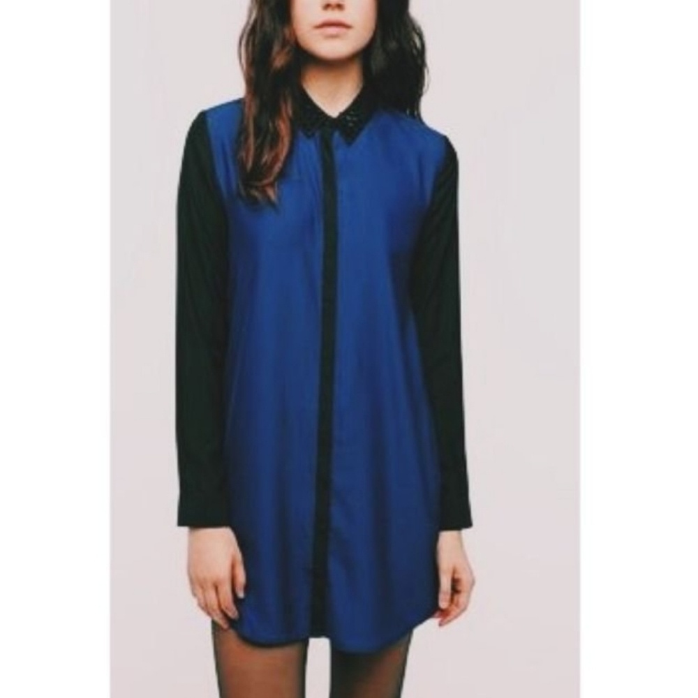 silence + noise Shirt Dress with Collar Spikes